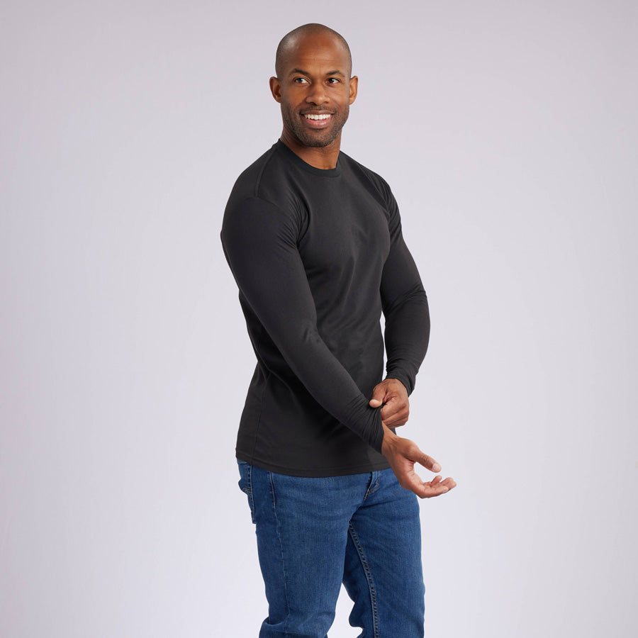 Black Signature Long Sleeves Crew Neck Tee