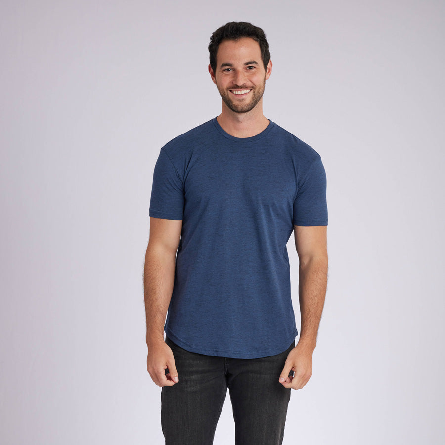 Carbon Navy Signature Curve Hem Crew Neck Tee