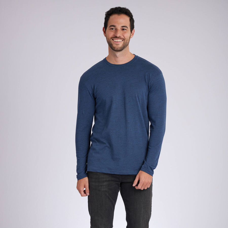 Carbon Navy Signature Long Sleeves Crew Neck Tee