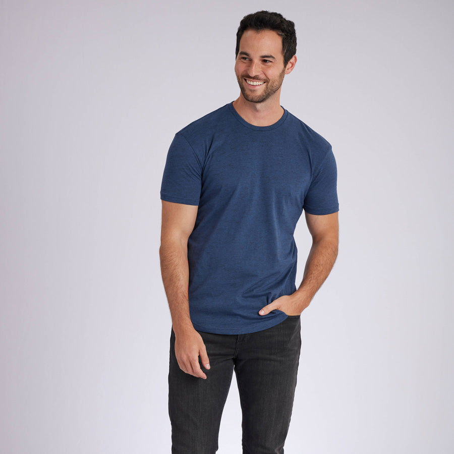 Carbon Navy Signature Curve Hem Crew Neck Tee