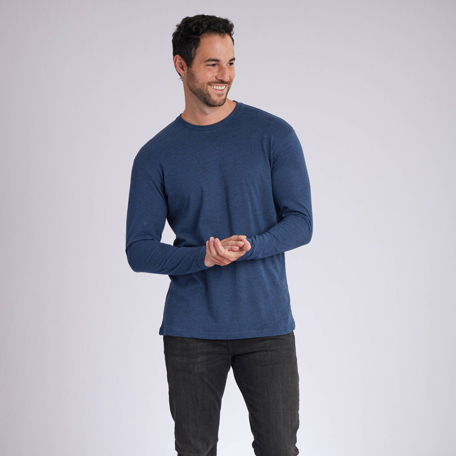 Carbon Navy Signature Long Sleeves Crew Neck Tee