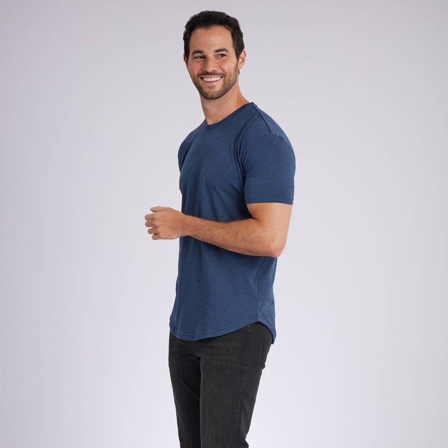 Carbon Navy Signature Curve Hem Crew Neck Tee