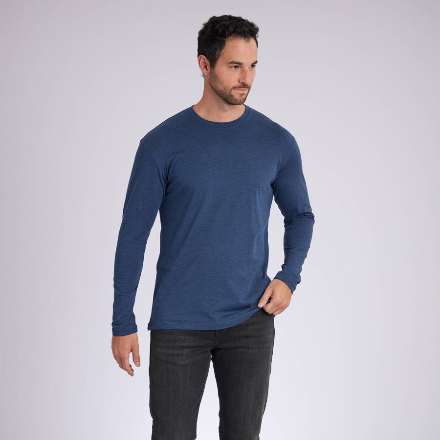 Carbon Navy Signature Long Sleeves Crew Neck Tee