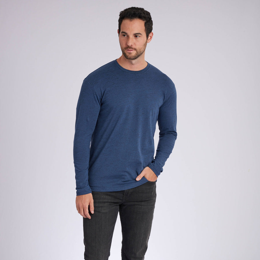 Carbon Navy Signature Long Sleeves Crew Neck Tee