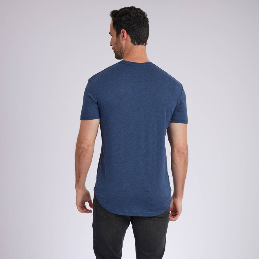 Carbon Navy Signature Curve Hem Crew Neck Tee