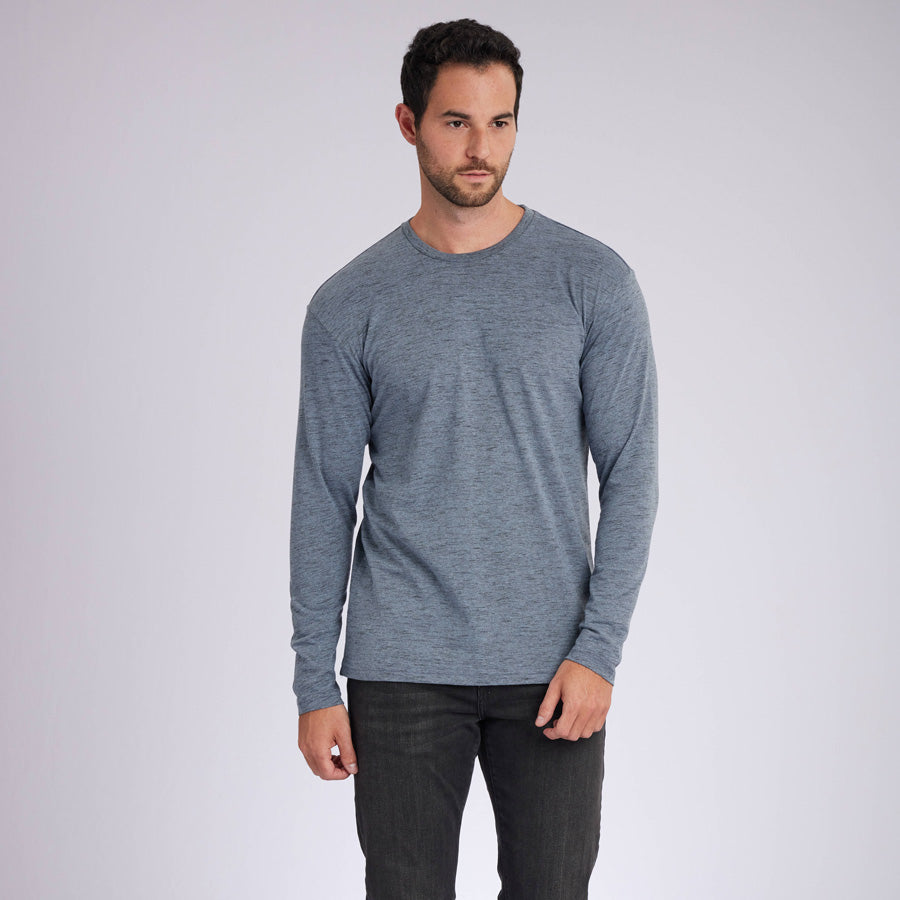 Carbon Sky Blue Signature Long Sleeves Crew Neck Tee