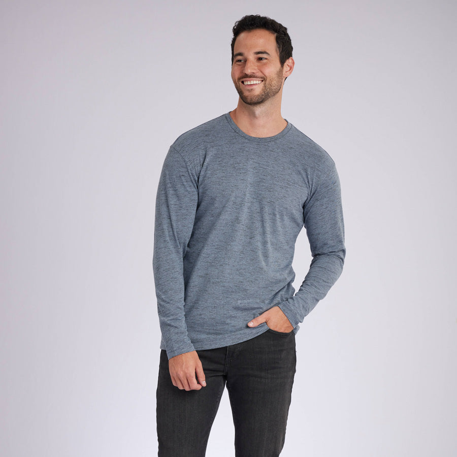 Carbon Sky Blue Signature Long Sleeves Crew Neck Tee