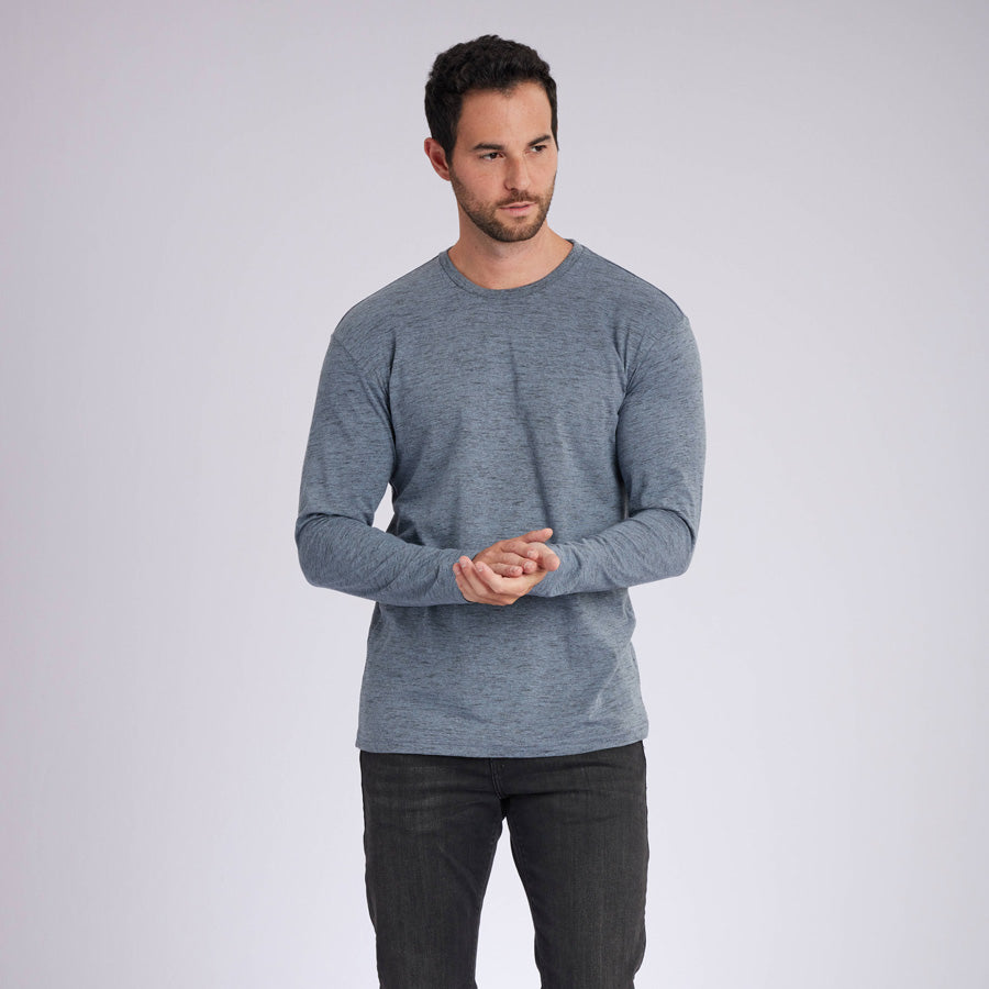 Carbon Sky Blue Signature Long Sleeves Crew Neck Tee