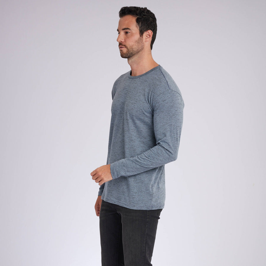 Carbon Sky Blue Signature Long Sleeves Crew Neck Tee