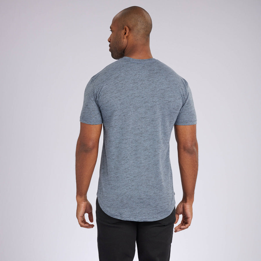 Carbon Sky Blue Signature Curve Hem Crew Neck Tee