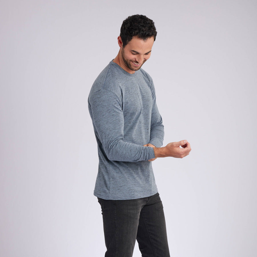 Carbon Sky Blue Signature Long Sleeves Crew Neck Tee