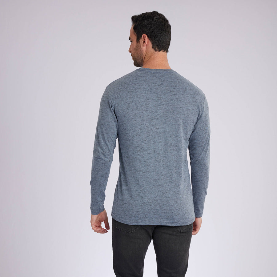 Carbon Sky Blue Signature Long Sleeves Crew Neck Tee