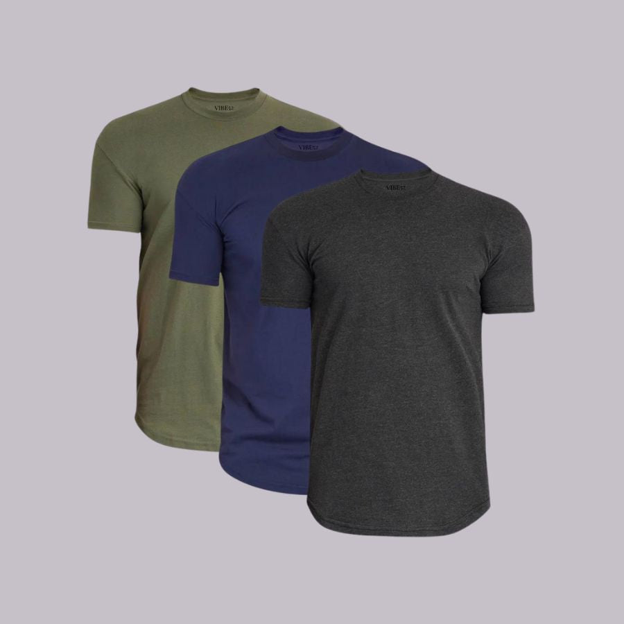 Cool Shades Signature Curve Hem Crew Neck Tees 3-Pack