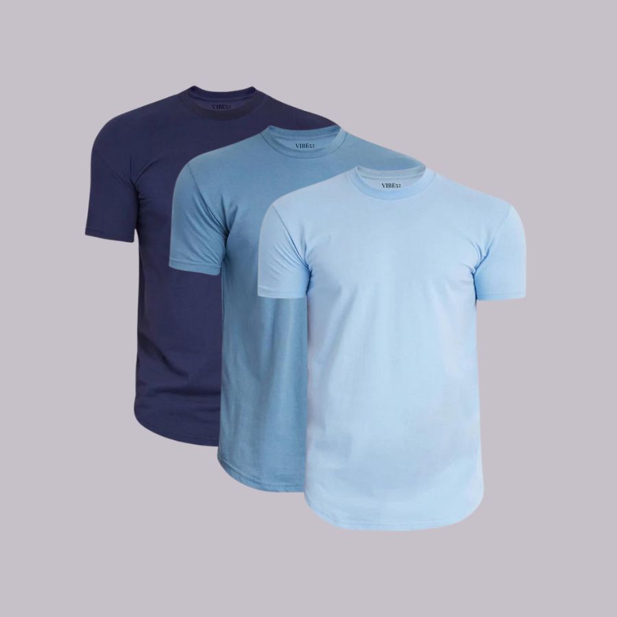 Cool Blues Signature Curve Hem Crew Neck Tees 3-Pack