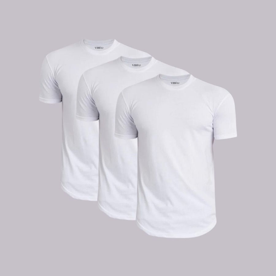 White Classic Signature Curve Hem Crew Neck Tees 3-Pack