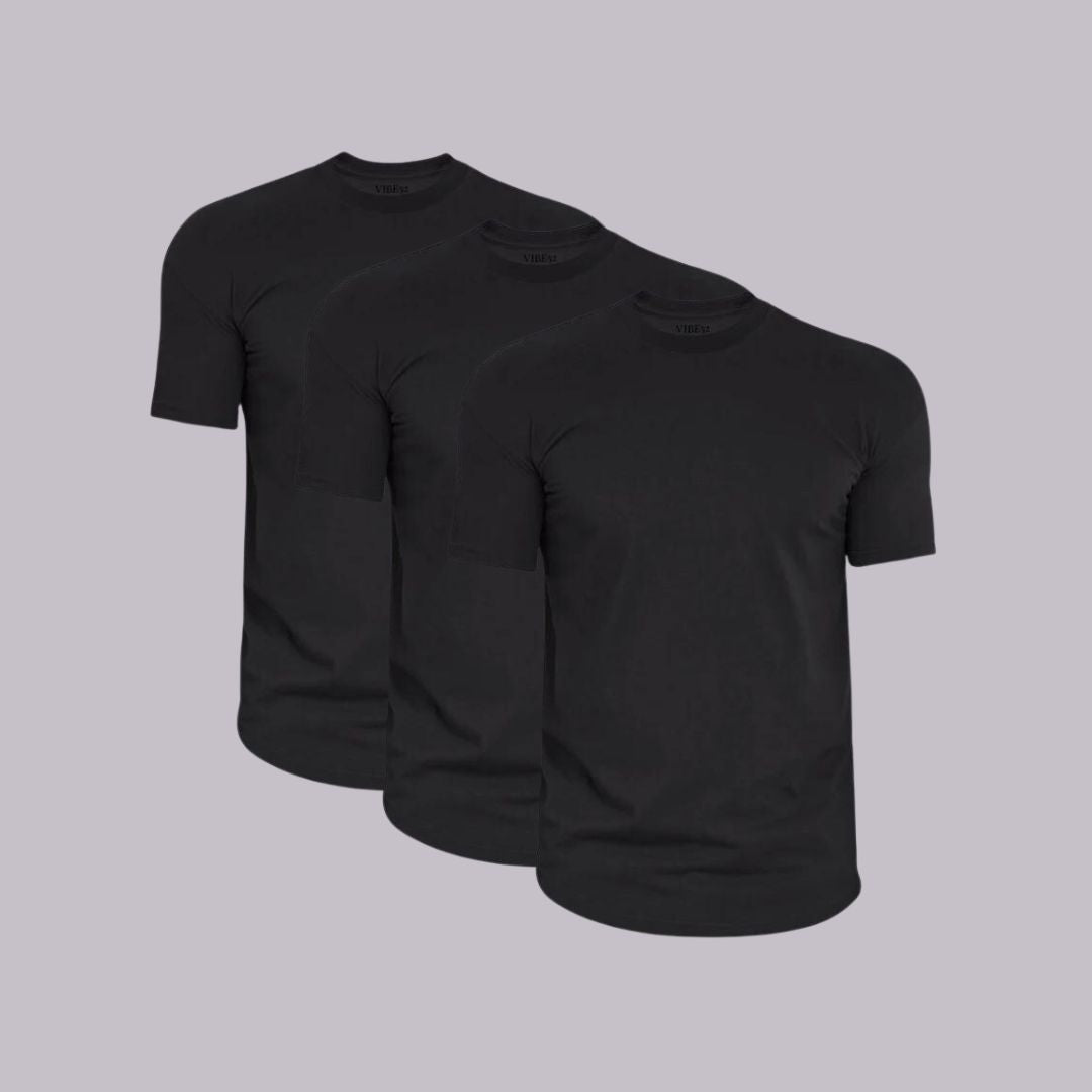 Black Signature Curve Hem Crew Neck Tees 3-Pack