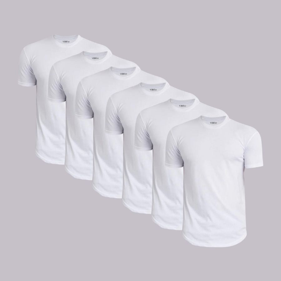 White Signature Curve Hem Crew Neck Tees 6-Pack