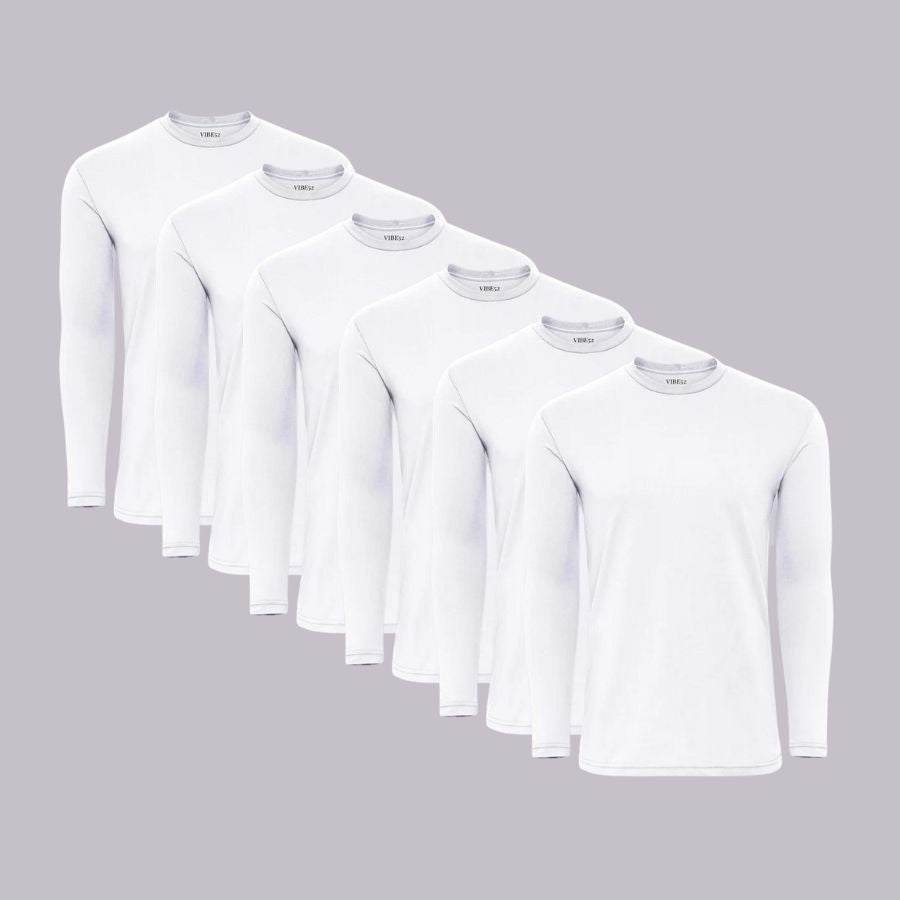 White Signature Long Sleeves Crew Neck Tees 6-Pack