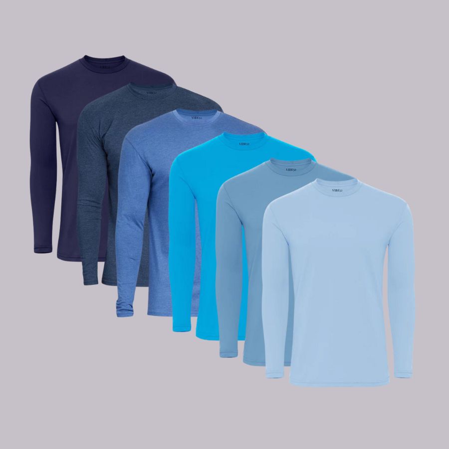 Shades of Blue Signature Long Sleeves Crew Neck Tees 6-Pack