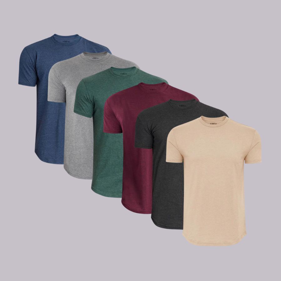 Heather Essentials Signature Curve Hem Crew Neck Tees 6-Pack