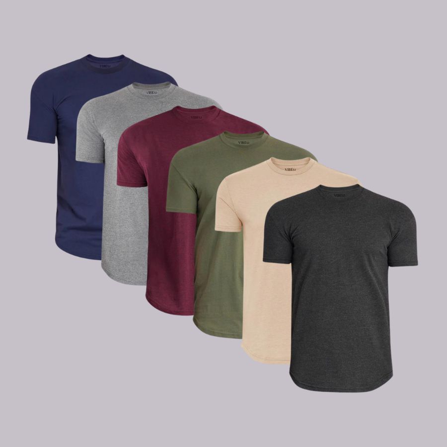 Shades of Color Signature Curve Hem Crew Neck Tees 6-Pack