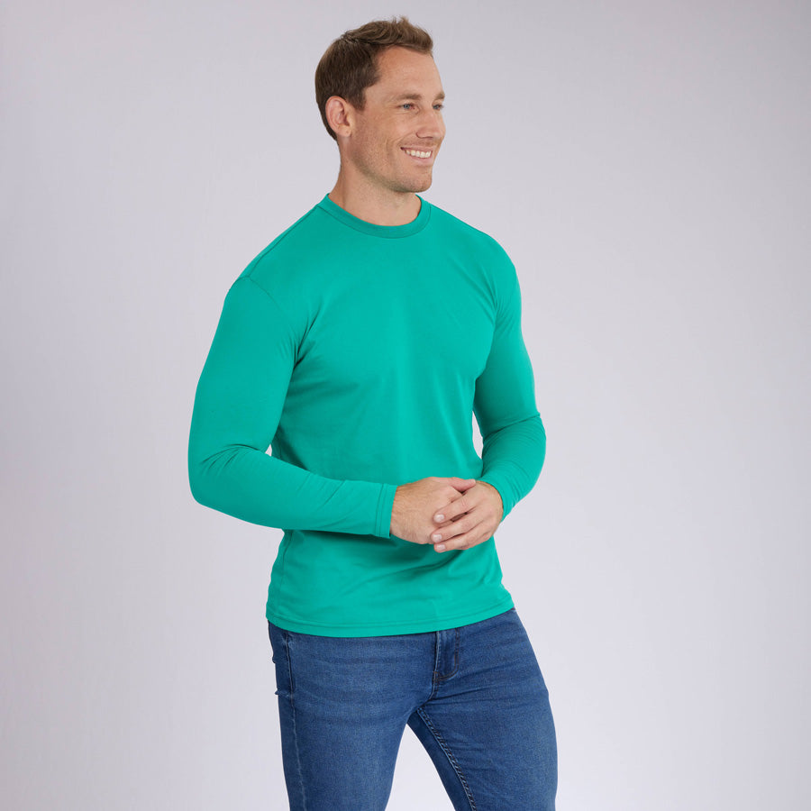 Green Signature Long Sleeves Crew Neck Tee