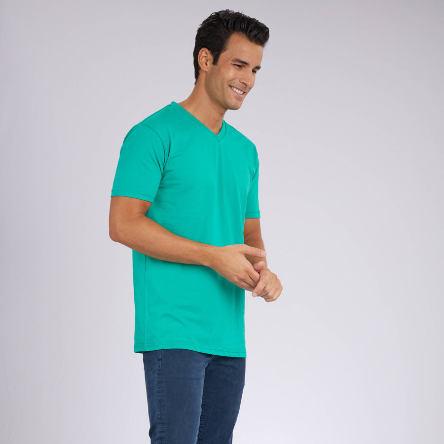 Green Signature V-Neck Tee