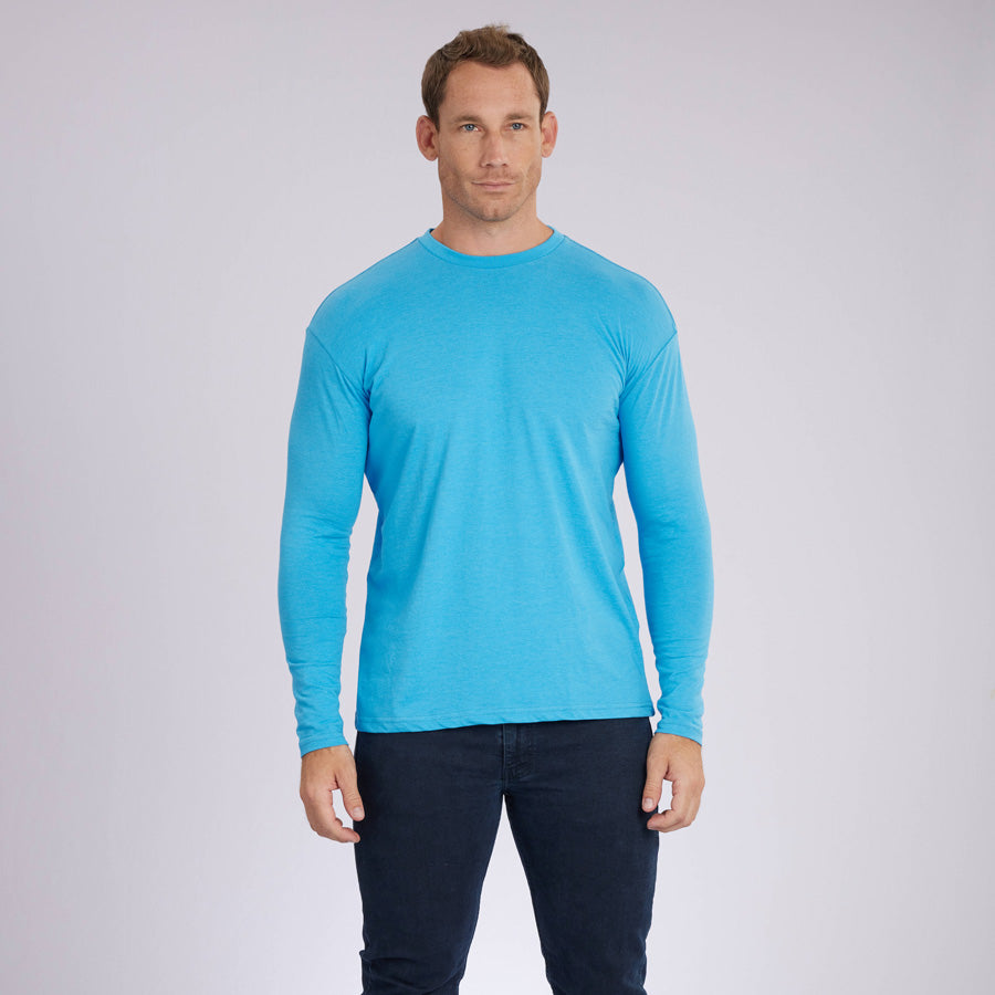 Heather Blue Signature Long Sleeves Crew Neck Tee