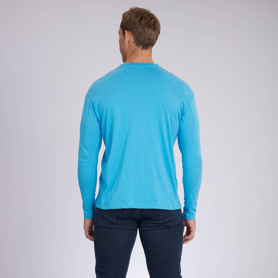 Heather Blue Signature Long Sleeves Crew Neck Tee