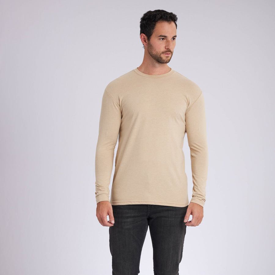 Heather Camel Signature Long Sleeves Crew Neck Tee