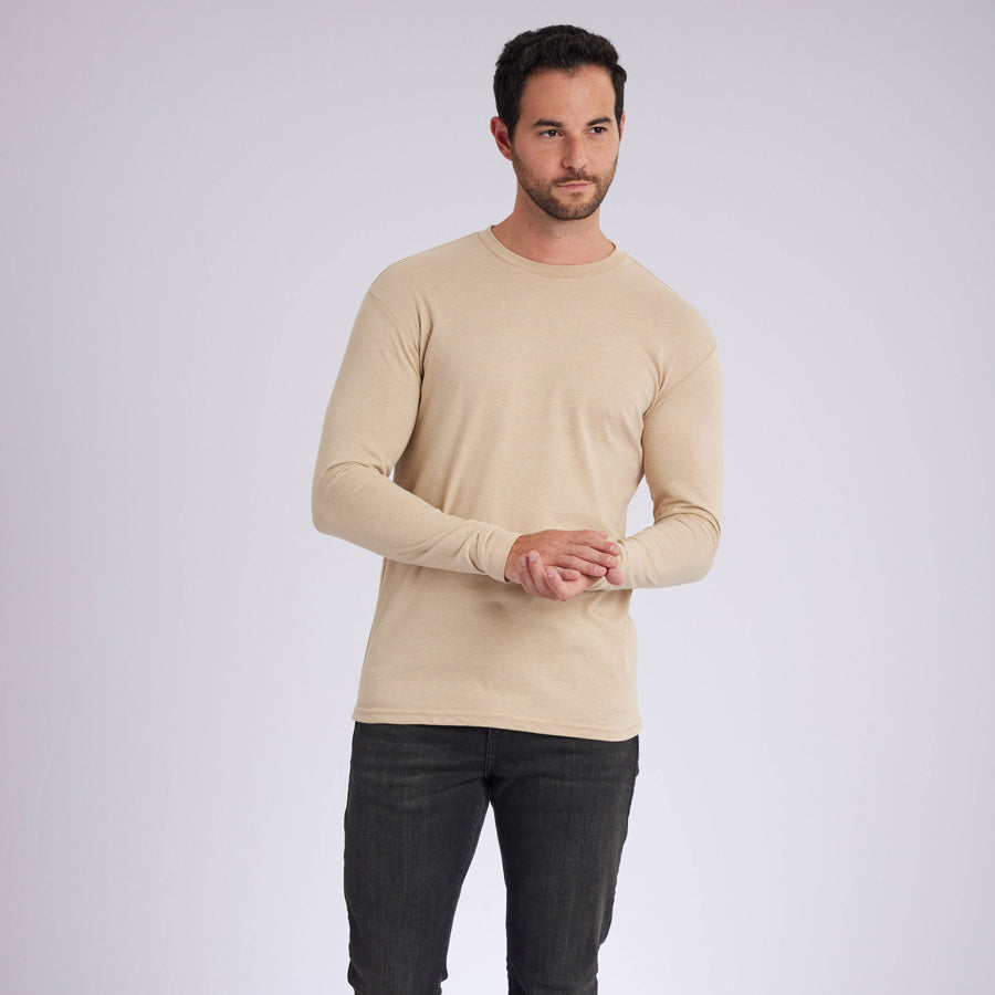 Heather Camel Signature Long Sleeves Crew Neck Tee