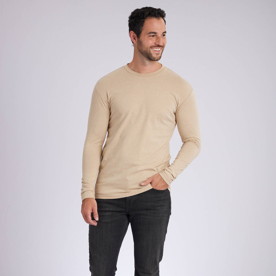 Heather Camel Signature Long Sleeves Crew Neck Tee