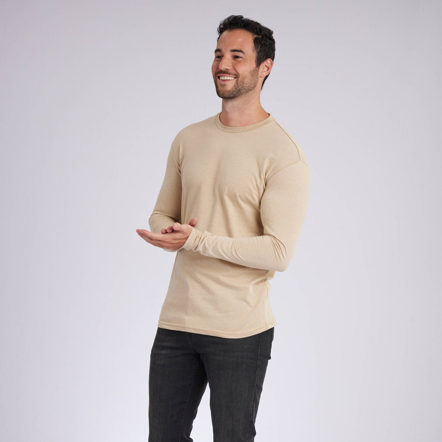 Heather Camel Signature Long Sleeves Crew Neck Tee