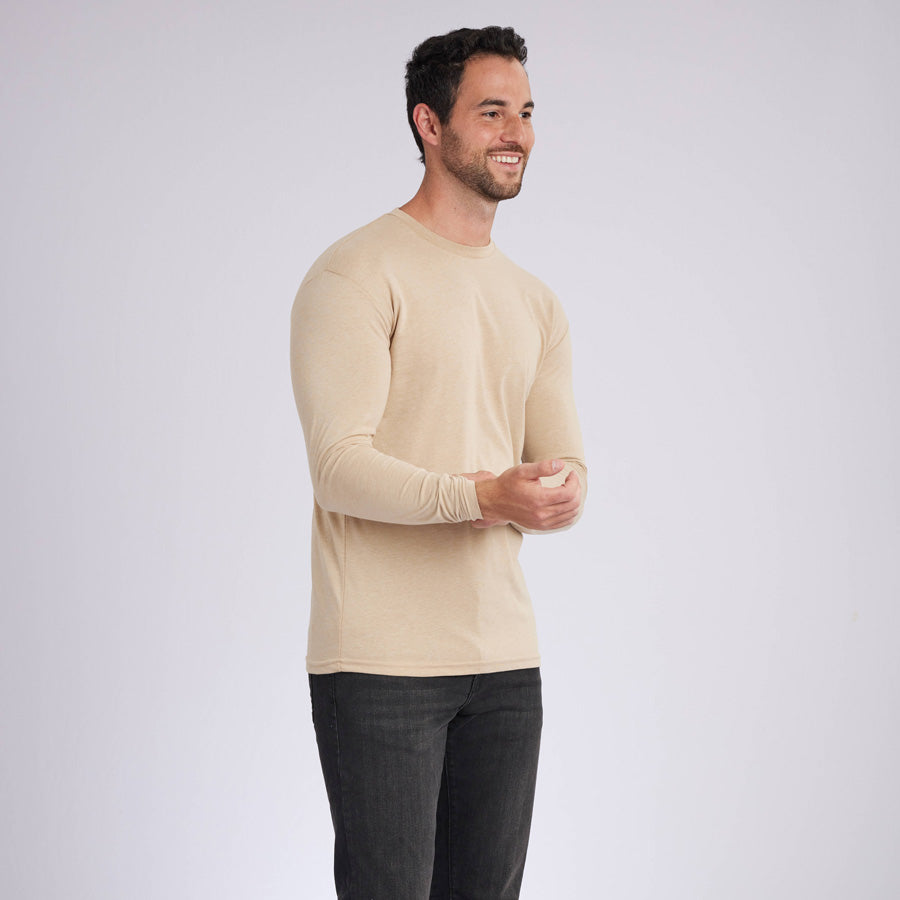 Heather Camel Signature Long Sleeves Crew Neck Tee