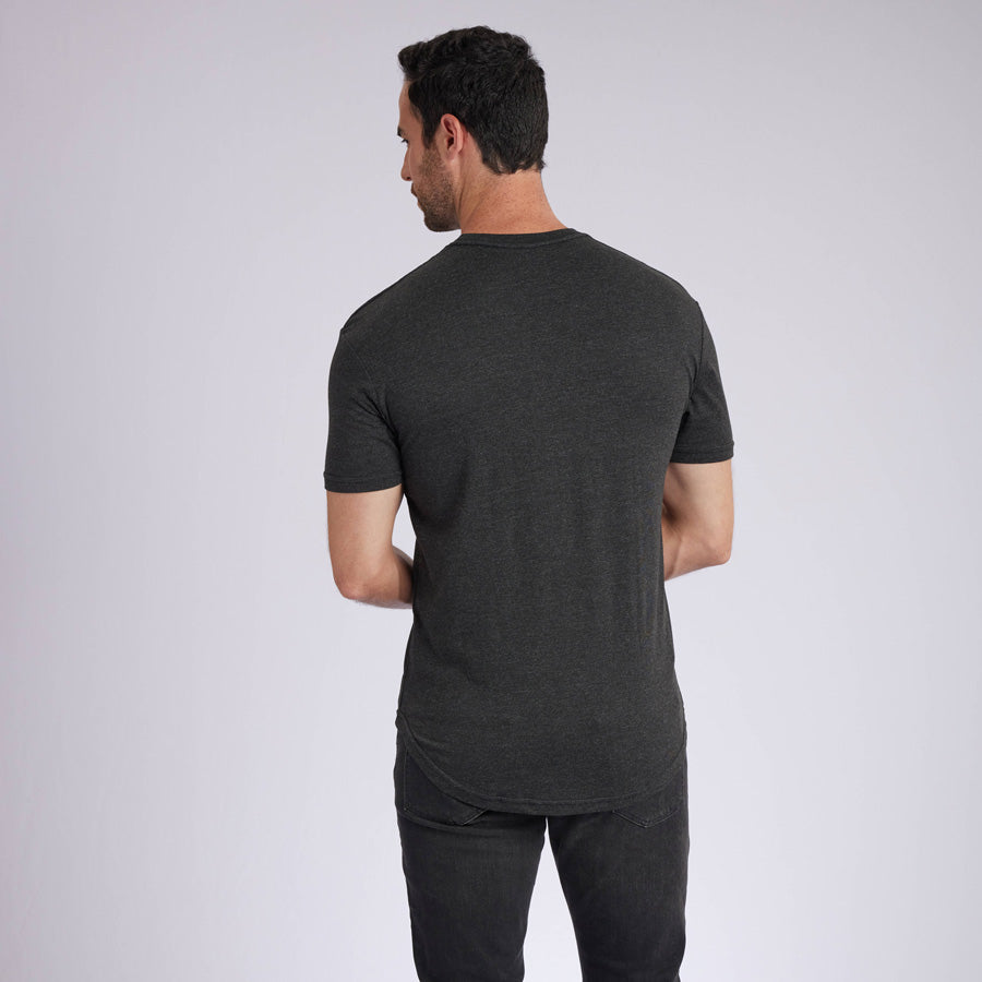 Heather Charcoal Signature Curve Hem Crew Neck Tee