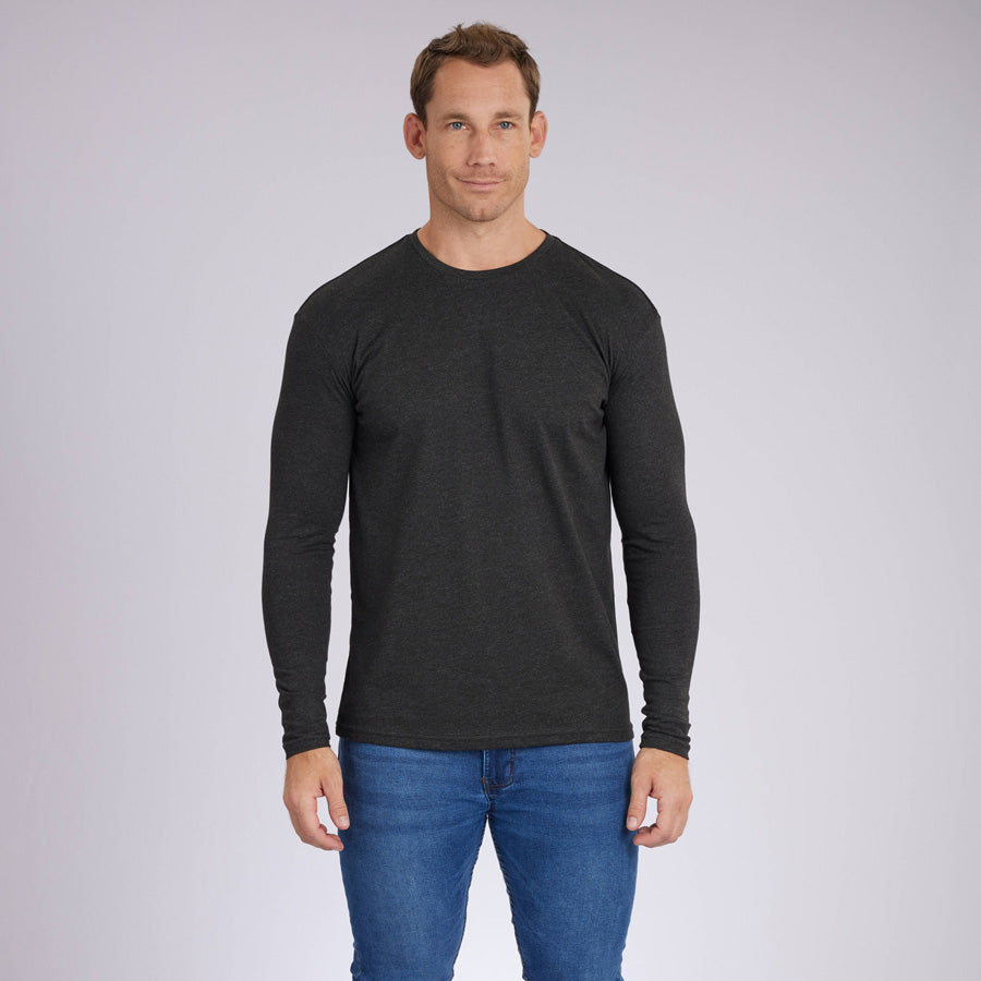 Heather Charcoal Signature Long Sleeves Crew Neck Tee