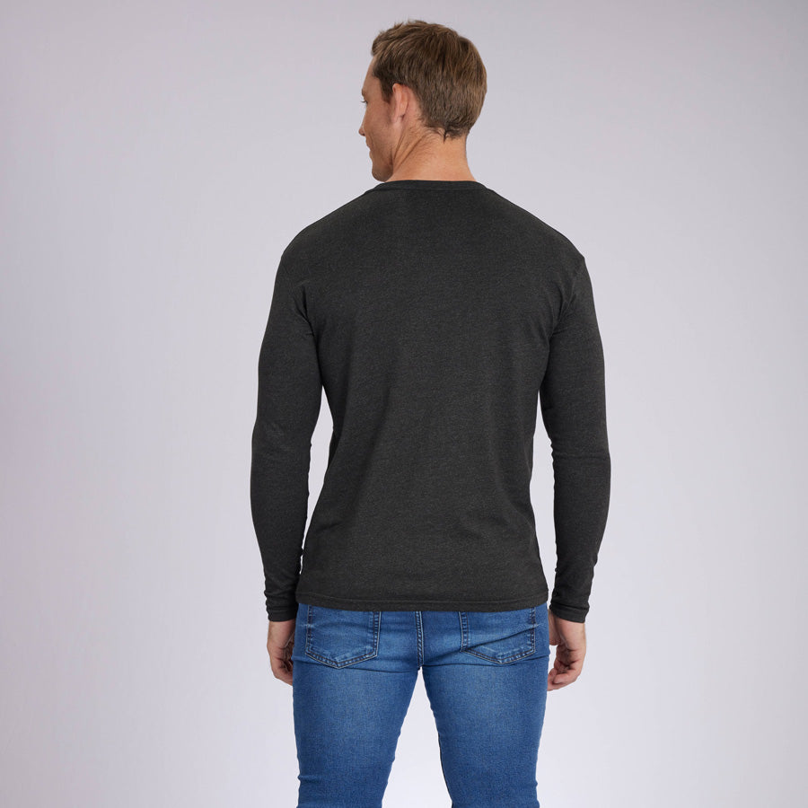 Heather Charcoal Signature Long Sleeves Crew Neck Tee