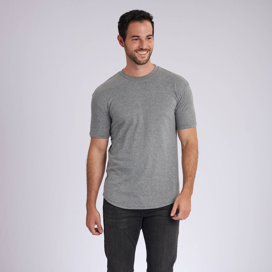 Heather Grey Signature Curve Hem Crew Neck Tee