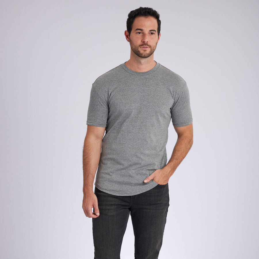 Heather Grey Signature Curve Hem Crew Neck Tee