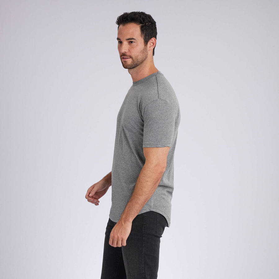 Heather Grey Signature Curve Hem Crew Neck Tee