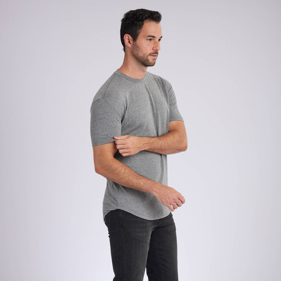 Heather Grey Signature Curve Hem Crew Neck Tee