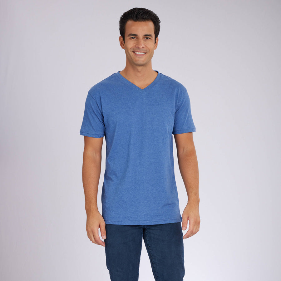 Heather Light Navy Signature V-Neck Tee