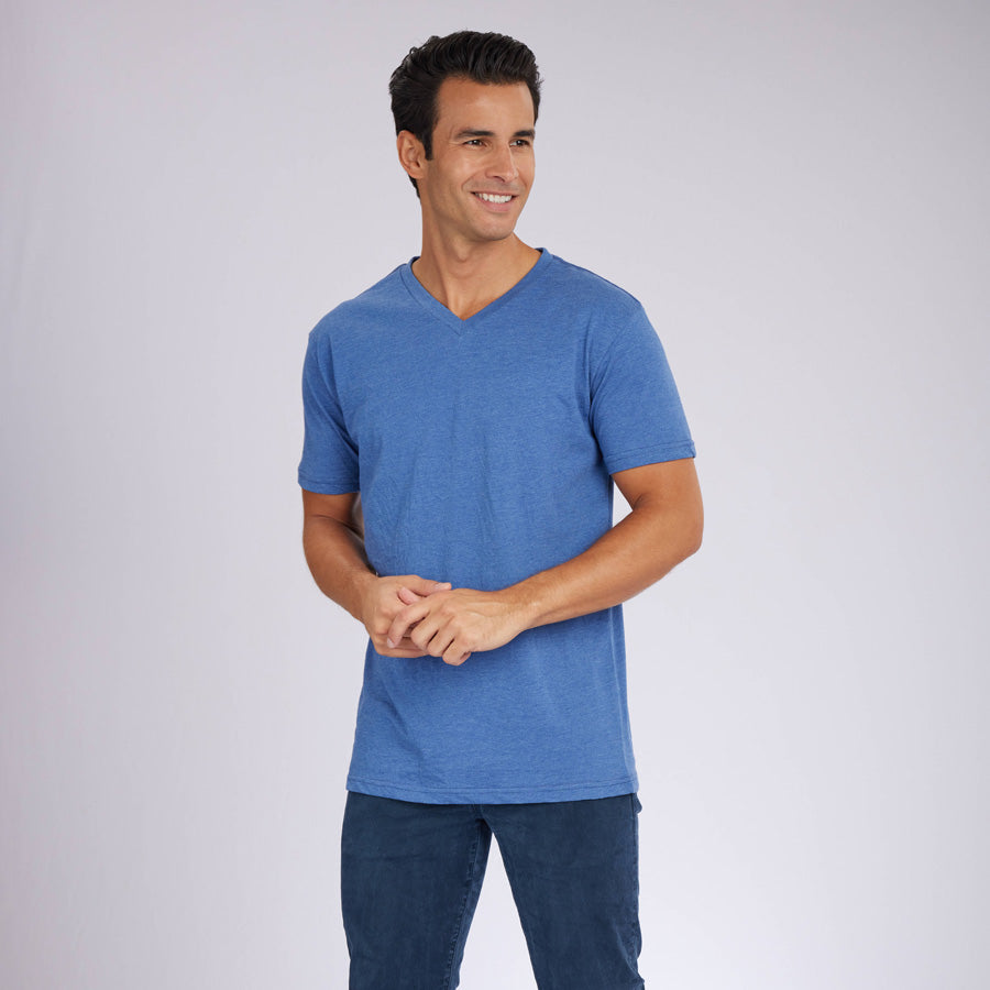 Heather Light Navy Signature V-Neck Tee