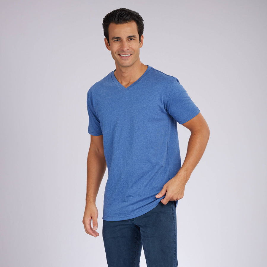 Heather Light Navy Signature V-Neck Tee