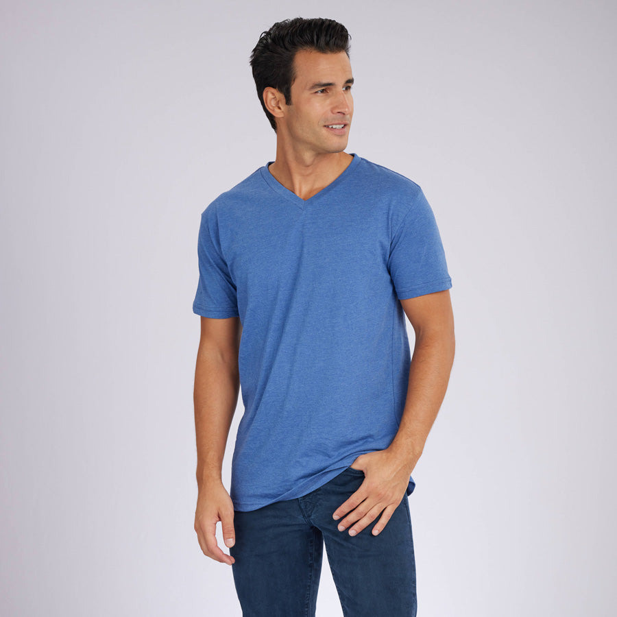 Heather Light Navy Signature V-Neck Tee