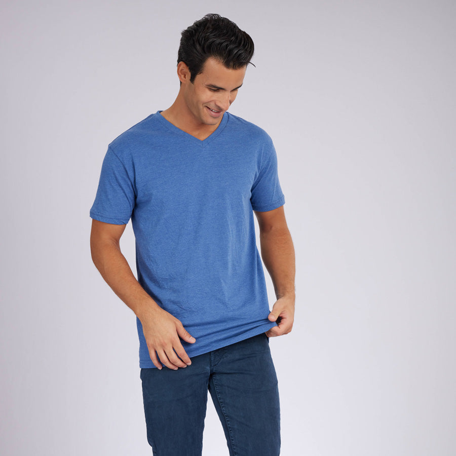 Heather Light Navy Signature V-Neck Tee