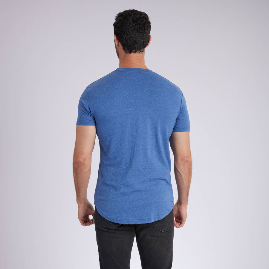 Heather Light Navy Signature Curve Hem Crew Neck Tee