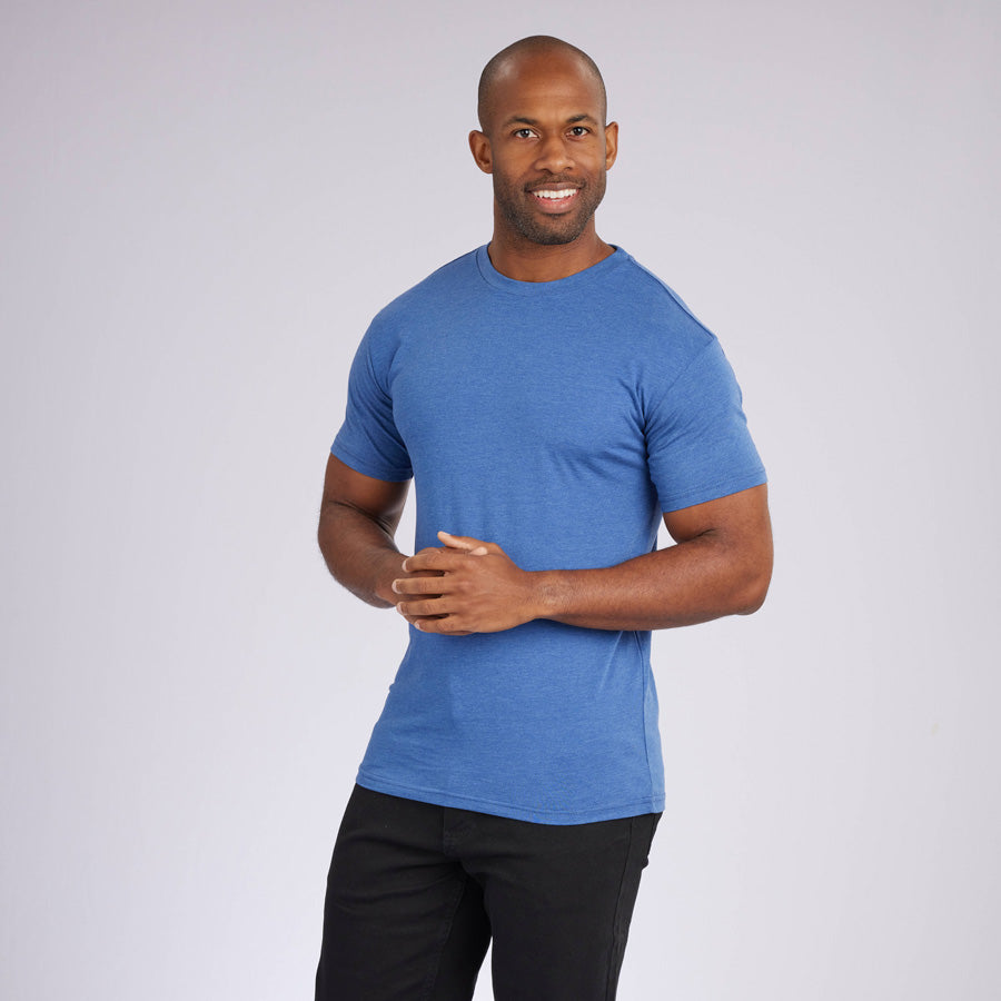 Heather Light Navy Signature Crew Neck Tee