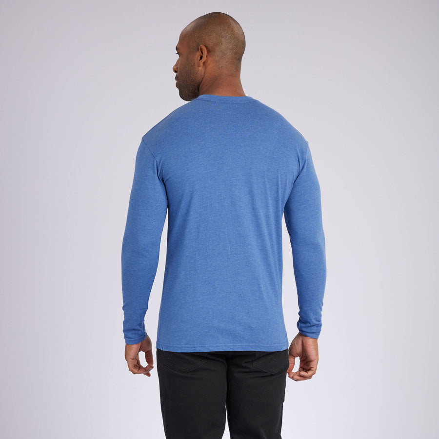 Heather Light Navy Signature Long Sleeves Crew Neck Tee