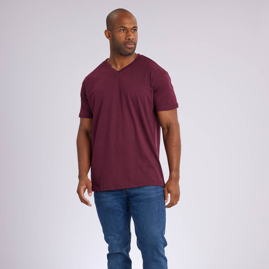 Heather Maroon Signature V-Neck Tee